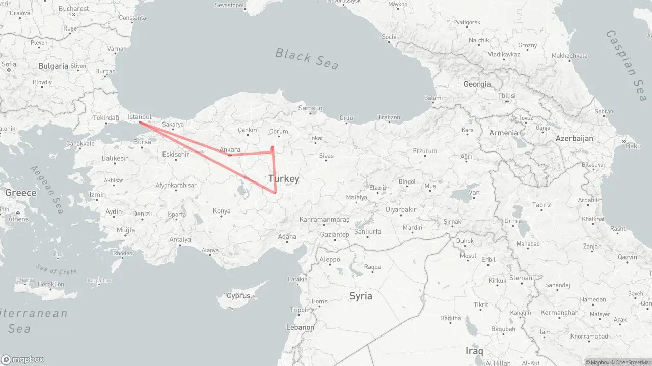 Footsteps of Hittites Route Map