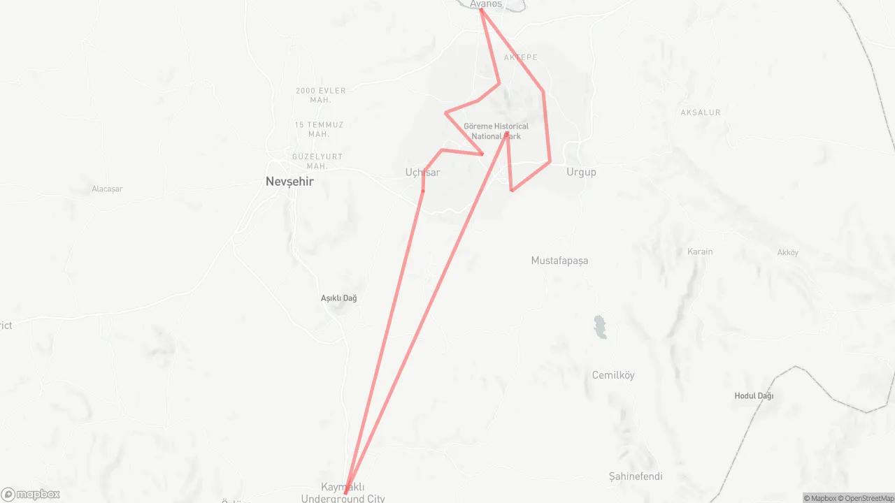 Self Drive Cappadocia Route Map