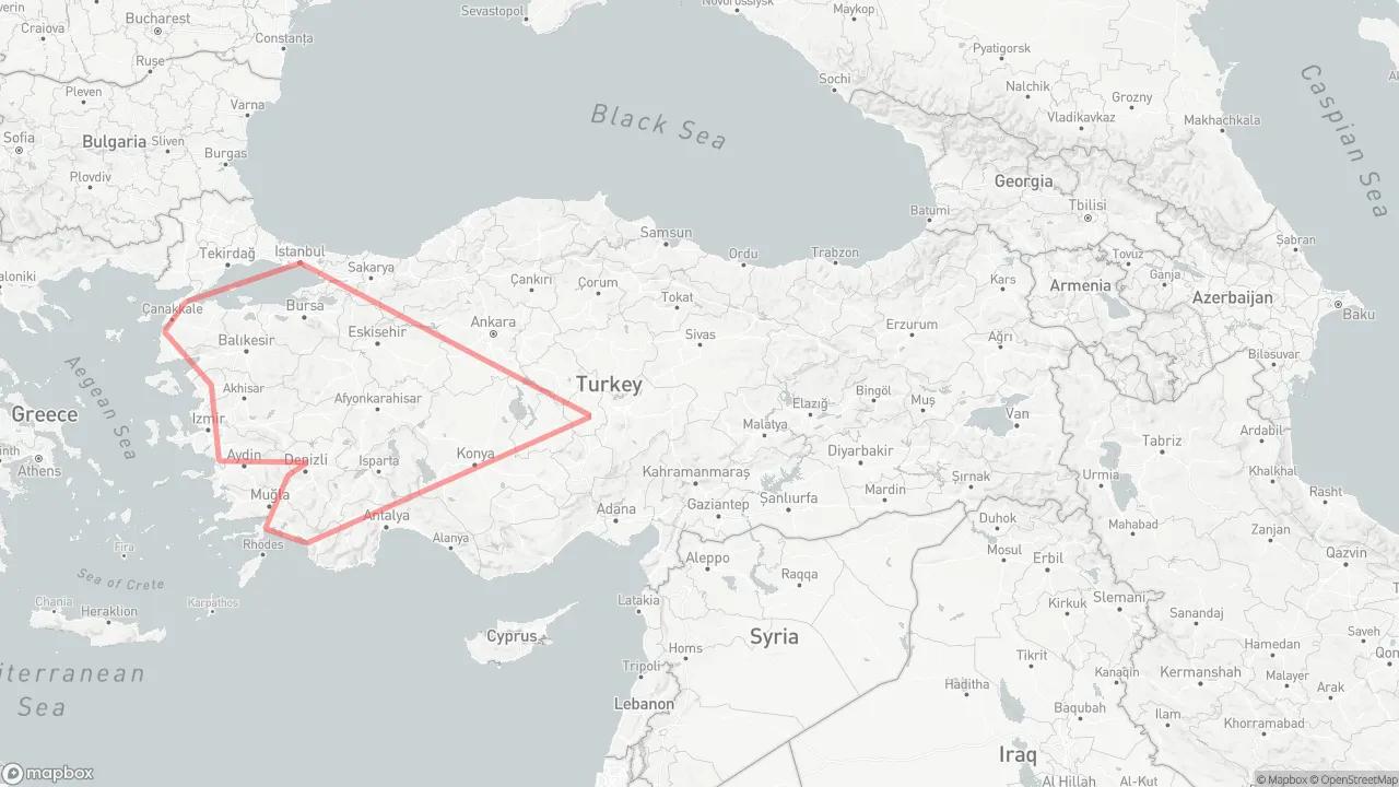 Turkey in 14 Days Route Map